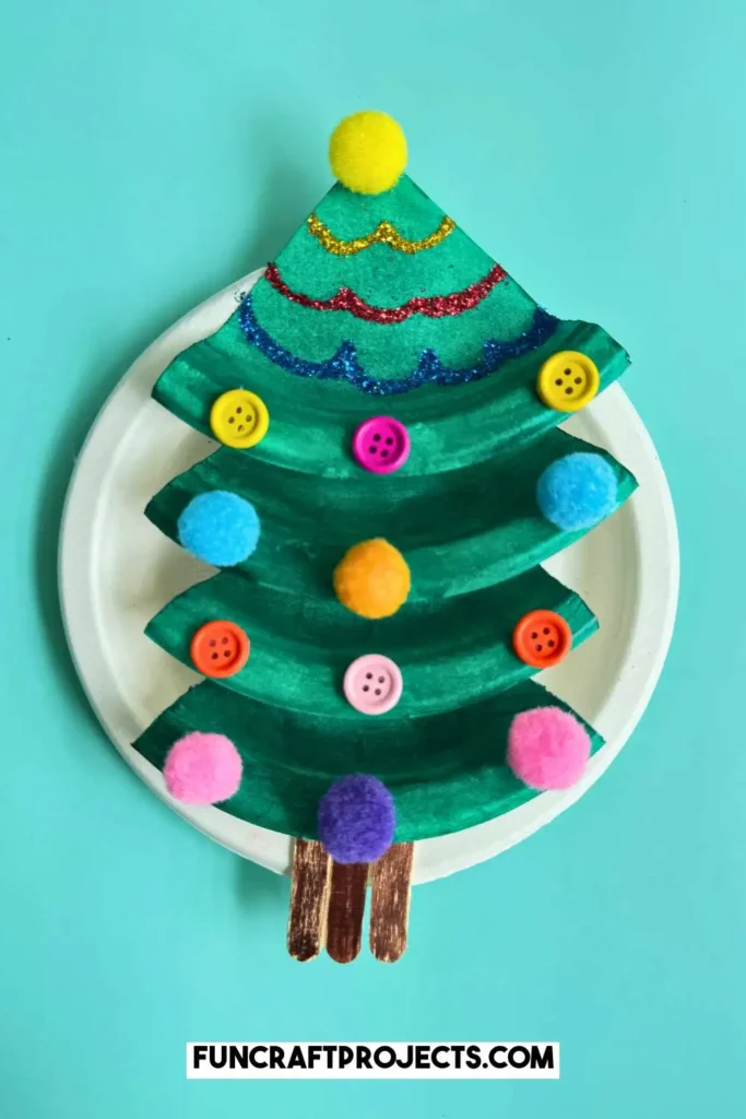 simple easy paper plate christmas tree craft ideas for kids to make for holiday season