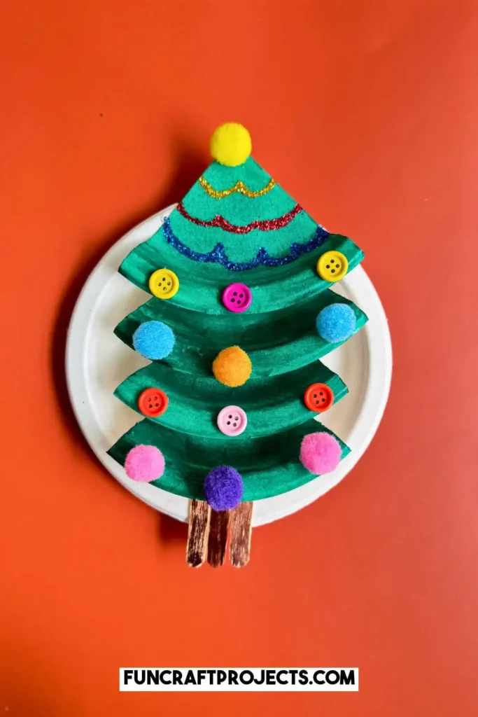 simple easy paper plate christmas tree craft ideas for kids to make for holiday season