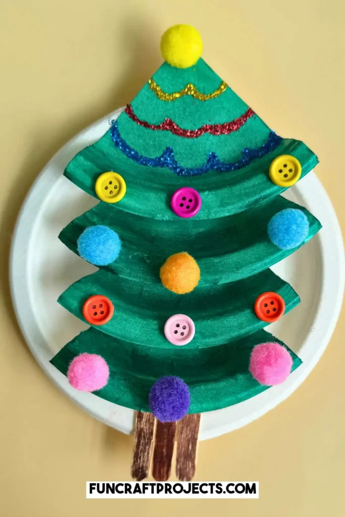 simple easy paper plate christmas tree craft ideas for kids to make for holiday season