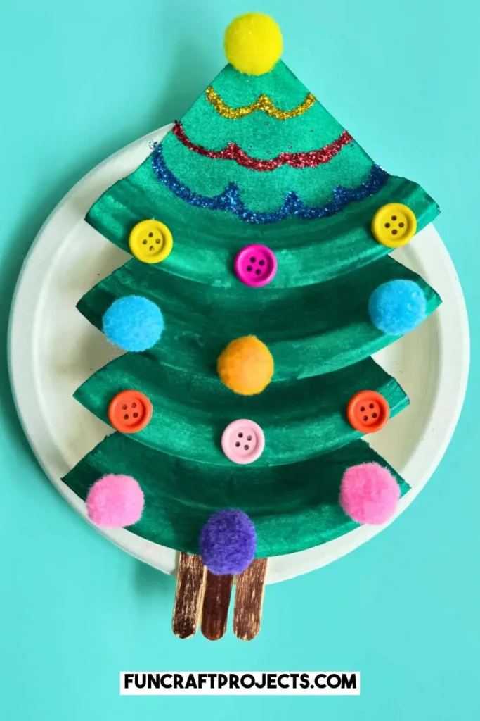 simple easy paper plate christmas tree craft ideas for kids to make for holiday season