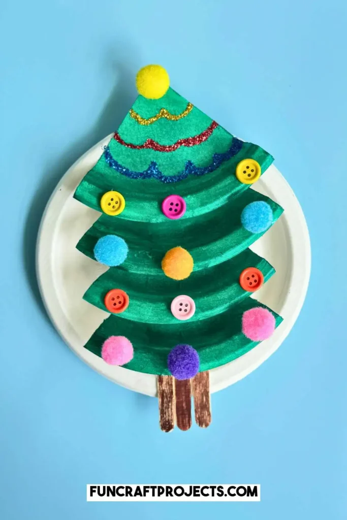 simple easy paper plate christmas tree craft ideas for kids to make for holiday season