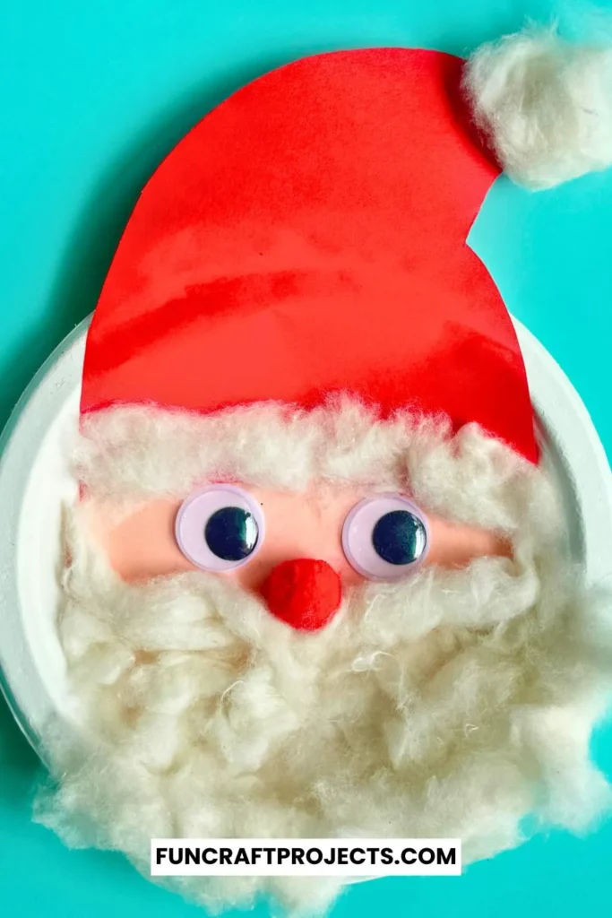 This Paper Plate Santa Craft for kids is perfect for all. This Santa Claus with paper plates is made using googly eyes, cotton balls, and construction paper. 