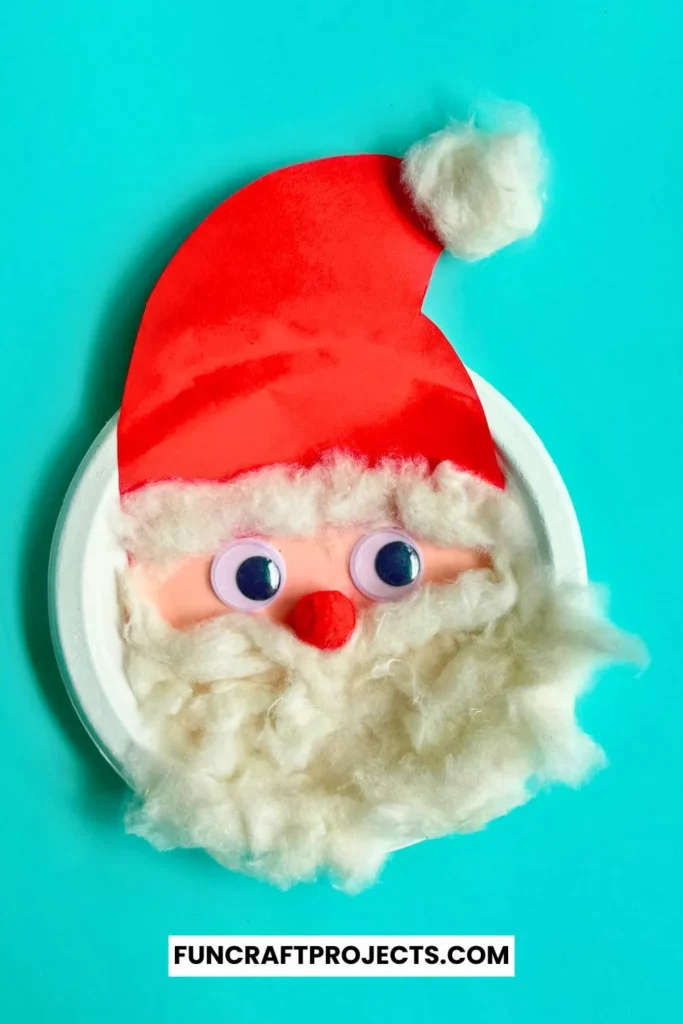 This Paper Plate Santa Craft for kids is perfect for all. This Santa Claus with paper plates is made using googly eyes, cotton balls, and construction paper. 