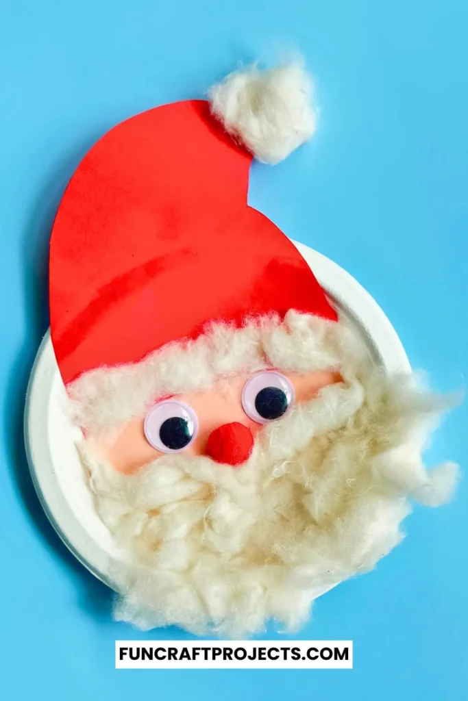 This Paper Plate Santa Craft for kids is perfect for all. This Santa Claus with paper plates is made using googly eyes, cotton balls, and construction paper. 