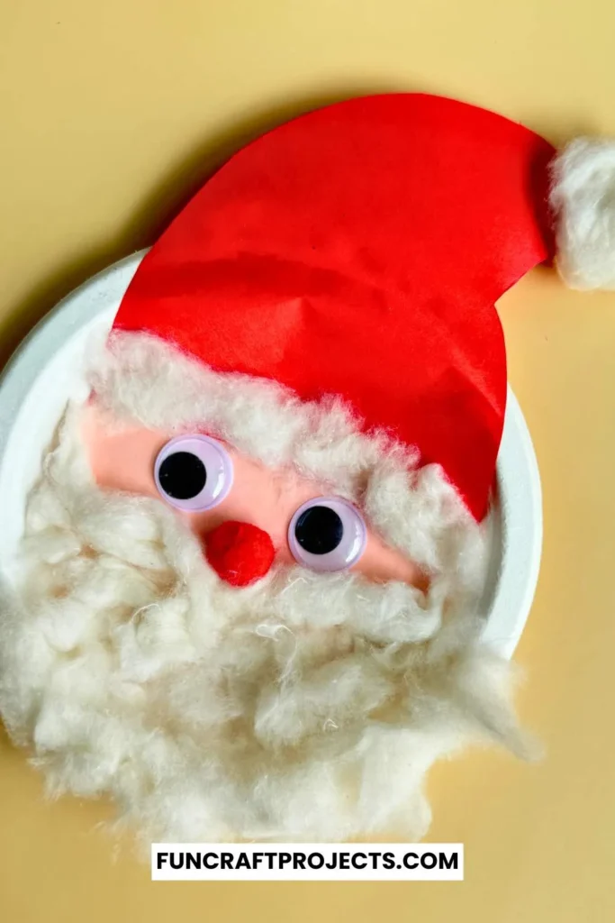 This Paper Plate Santa Craft for kids is perfect for all. This Santa Claus with paper plates is made using googly eyes, cotton balls, and construction paper. 