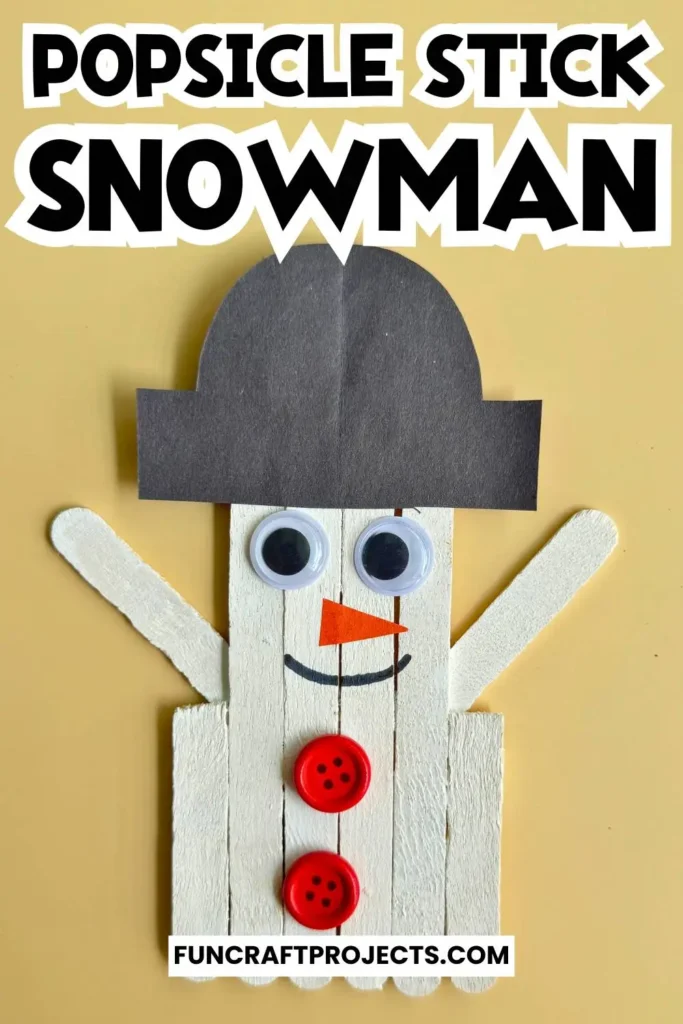 This popsicle stick snowman craft is one the easiest Christmas crafts for kids. This ice cream stick snowman craft can also be use as Christmas tree ornament. 