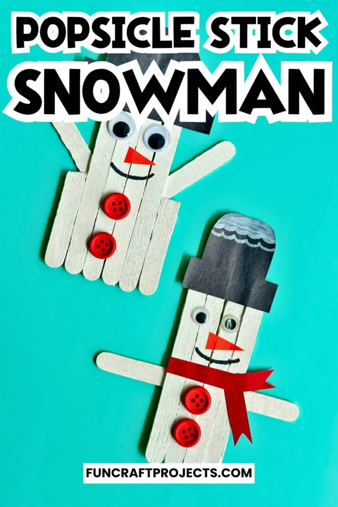 This popsicle stick snowman craft is one the easiest Christmas crafts for kids. This ice cream stick snowman craft can also be use as Christmas tree ornament. 